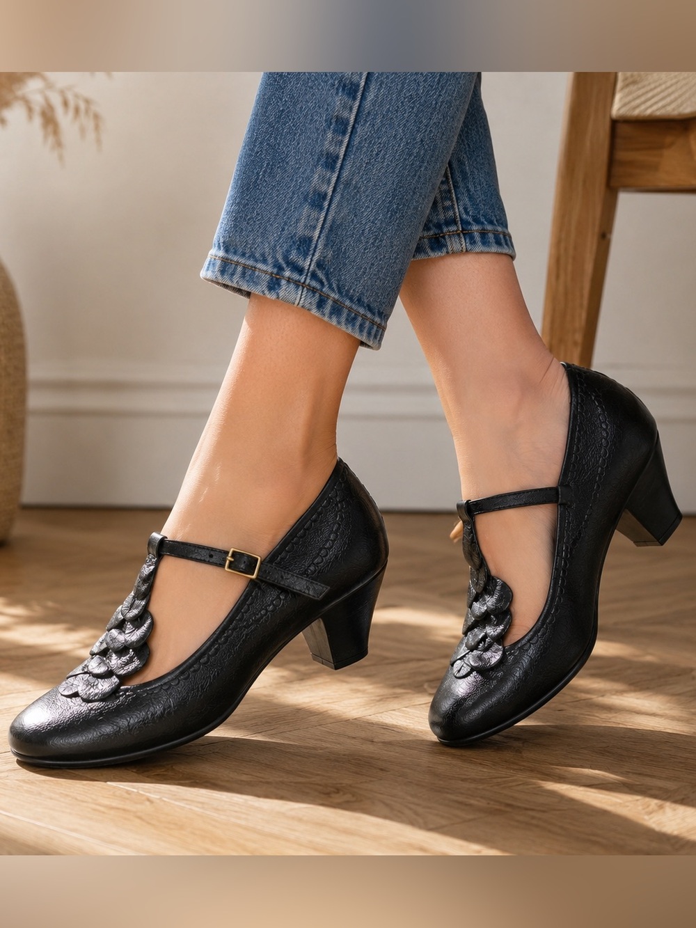 Indigo by Clarks Black Mary Jane Heels – Women’s Size 8 M
